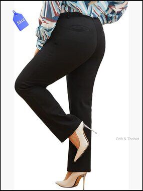 Plus Size Straight-Leg Dress Pants - Stretch Business Casual Slacks